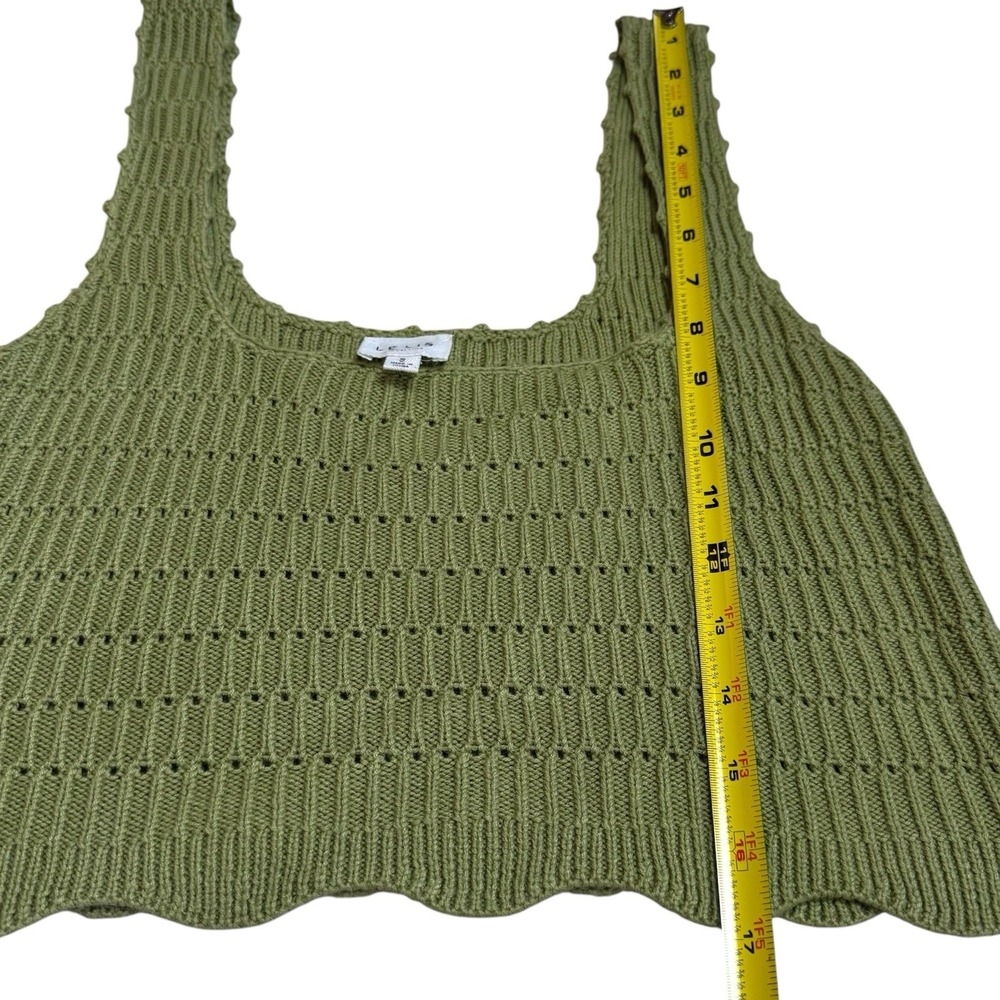 Le Lis Green Crochet Scallop Hem Crop Tank Summer Festival Travel Feminine S - Picture 11 of 11